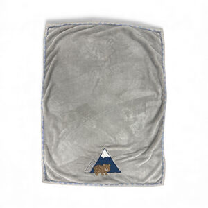 Levtex Baby Plush Blanket with Bear and Mountain Embroidery